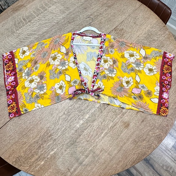 By Anthropologie Floral Vibrant Kimono OSFA - Picture 3 of 16